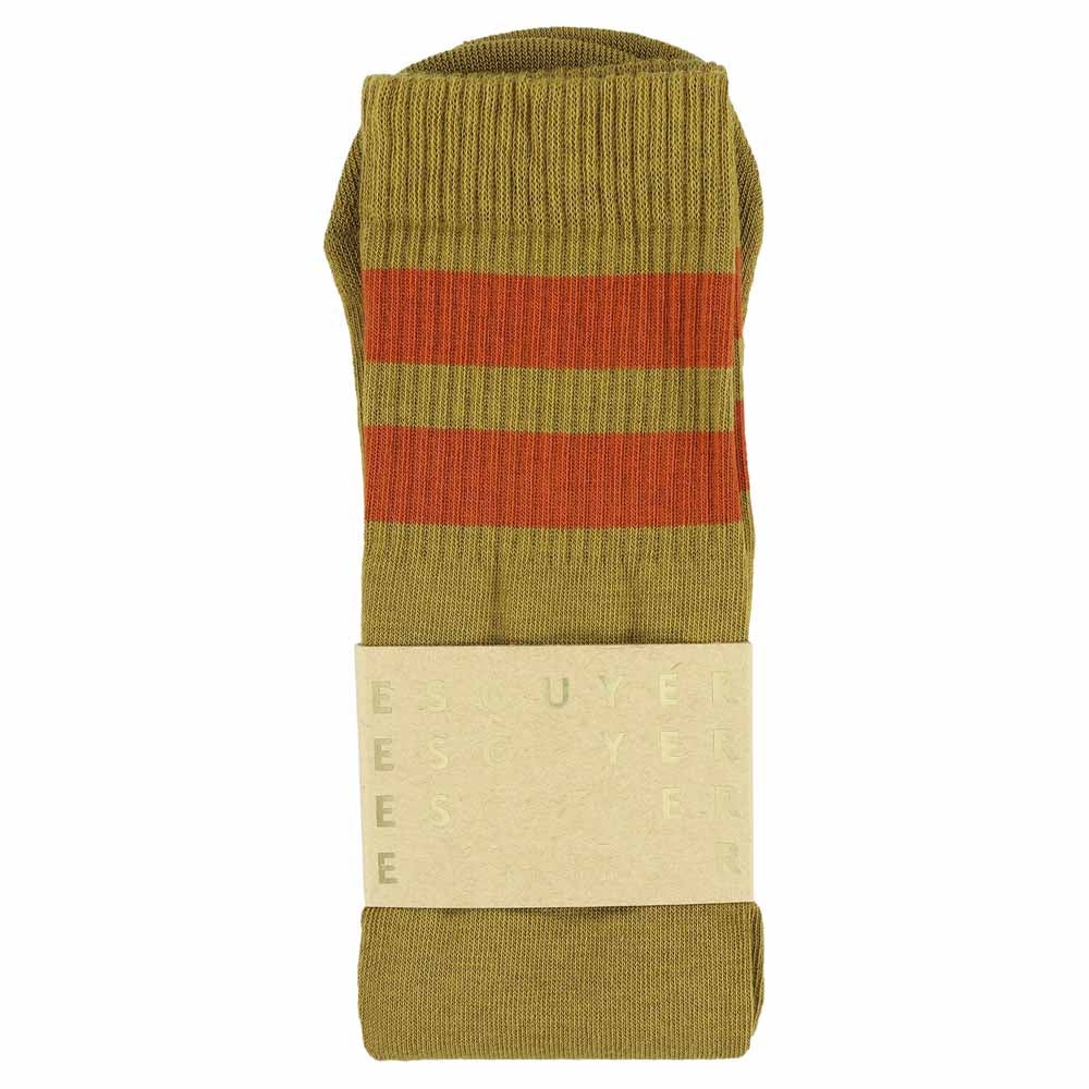 Unisex Tube Socks - Olive / Brick - Escuyer